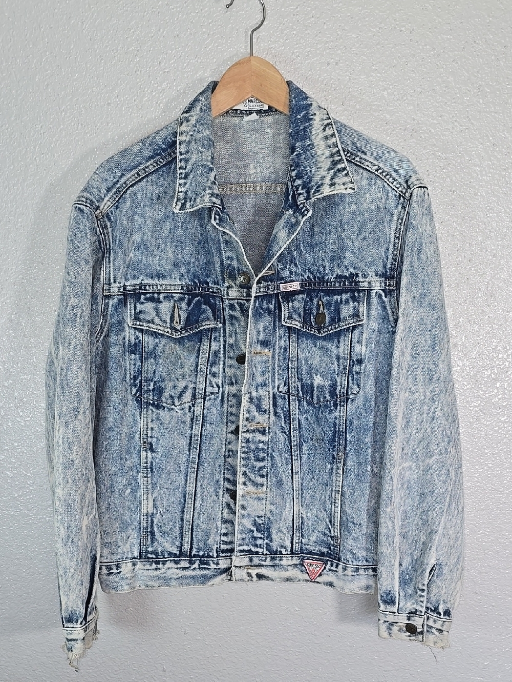 Georges Marciano For Guess Vintage Acid Wash 80s Denim Jacket - Light Blue